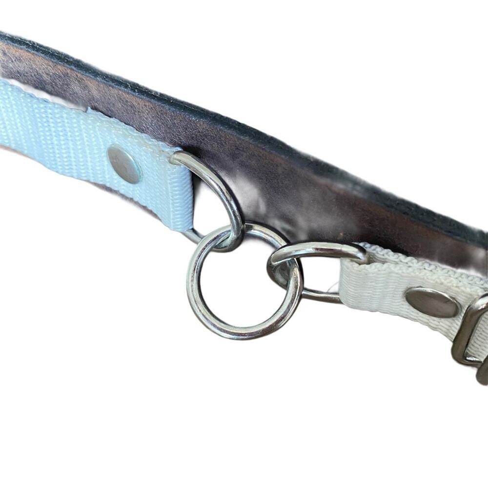 Armani Exchange Brown Leather Waist Belt Canvas Silver Loops size medium - Picture 4 of 5